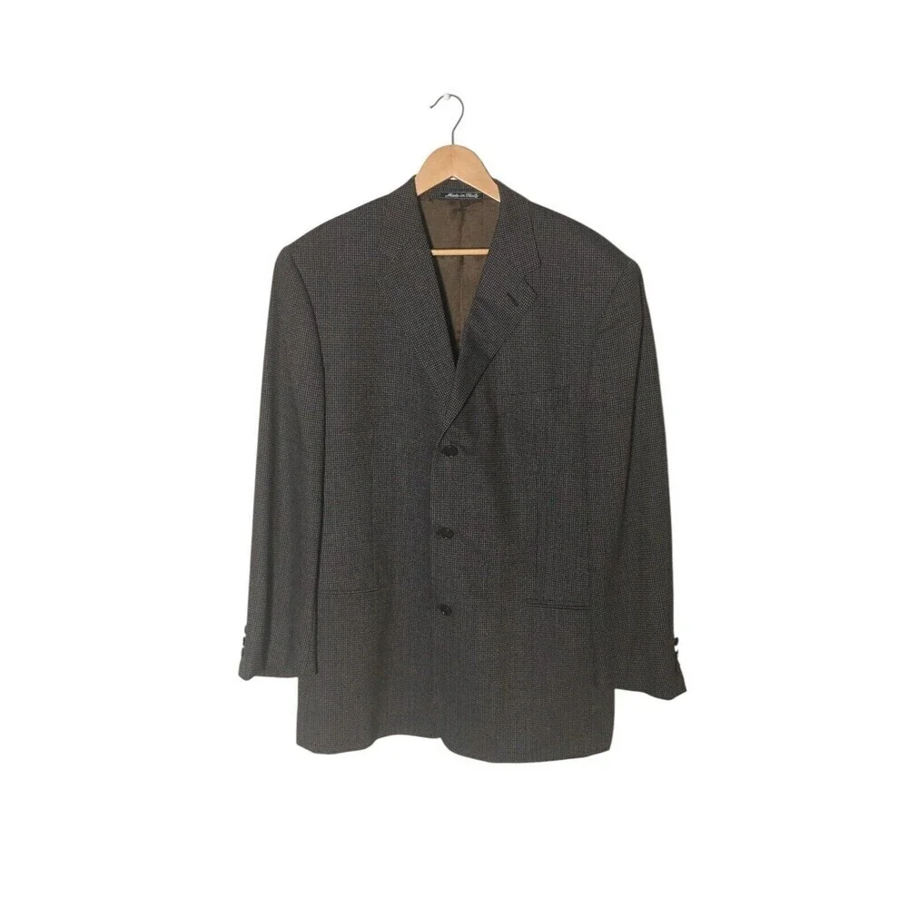 Jane Barnes Suit Jacket Men's Size 44 Brown 100% Virgin Wool